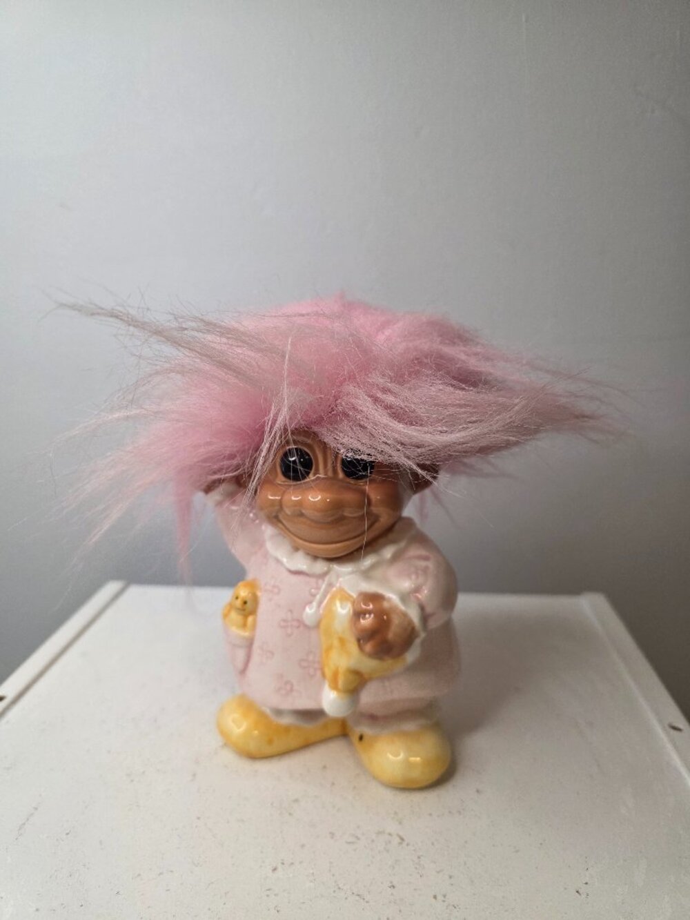 Vintage Russ Pink Hair Troll Ceramic Bank 8"